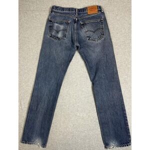 Levi's 505 Jean Men 32x34 Blue‎ Denim Medium Wash Straight Leg Wallet Thigh Fade